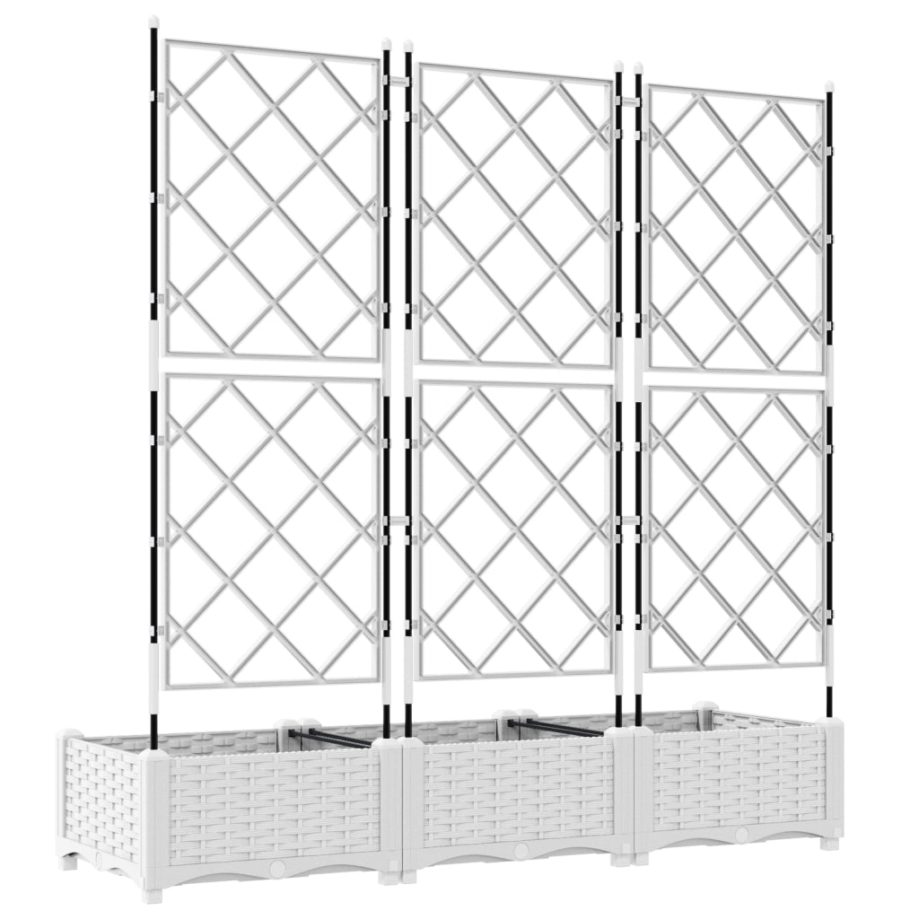 Vaso da Giardino con Trellis 3 pcs Bianco 120x40x125.5 cm