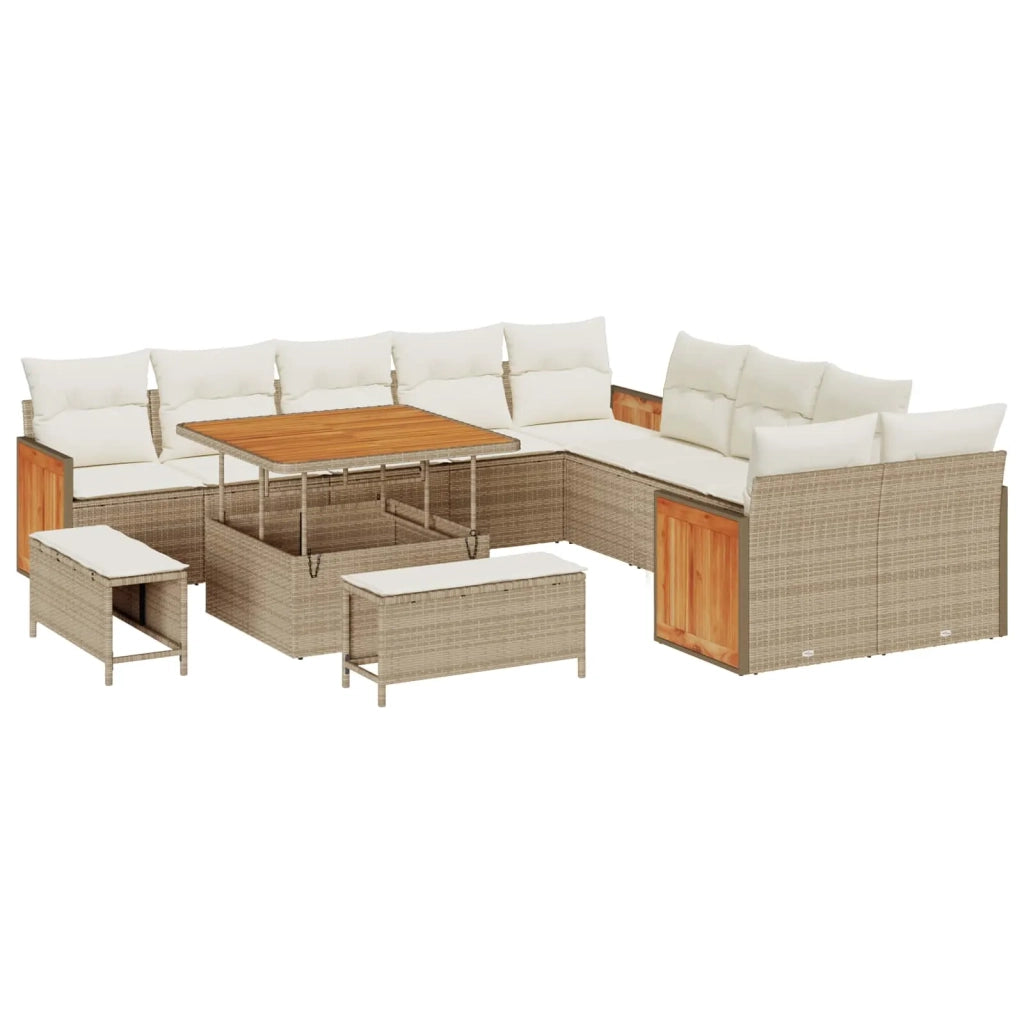 Set Divano da Giardino con cuscino 13 pcs Beige e Crema 3363226