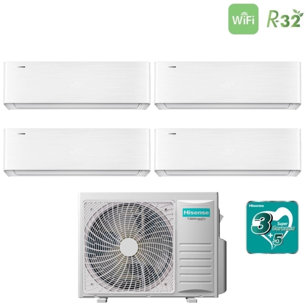 Climatizzatore Condizionatore Hisense Quadri Split Inverter serie ENERGY PRO X 9+9+12+12 con 5AMW105U4RQC R-32 Wi-Fi Integrato 9000+9000+12000+12000