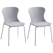 Set di 2 sedie da pranzo con seduta in materiale sintetico grigio e struttura in metallo, con cuscino, in stile minimalista scandinavo