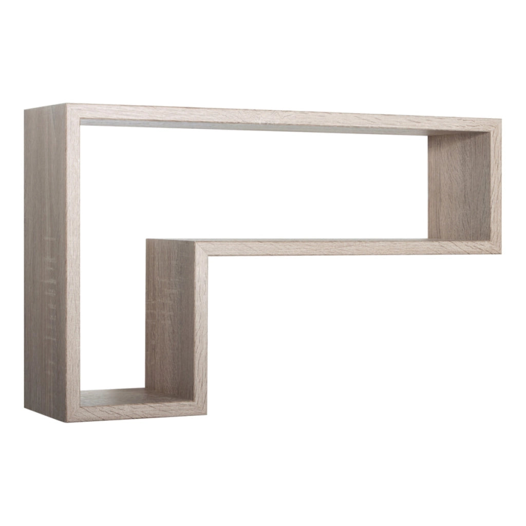 Mensola da Muro Modello LETTERA, Pensile Bagno, Mensola da Parete, Scaffale da Parete, 61x37 p15.5 cm. Finitura  ROV. SAGERAU - MADE IN ITALY