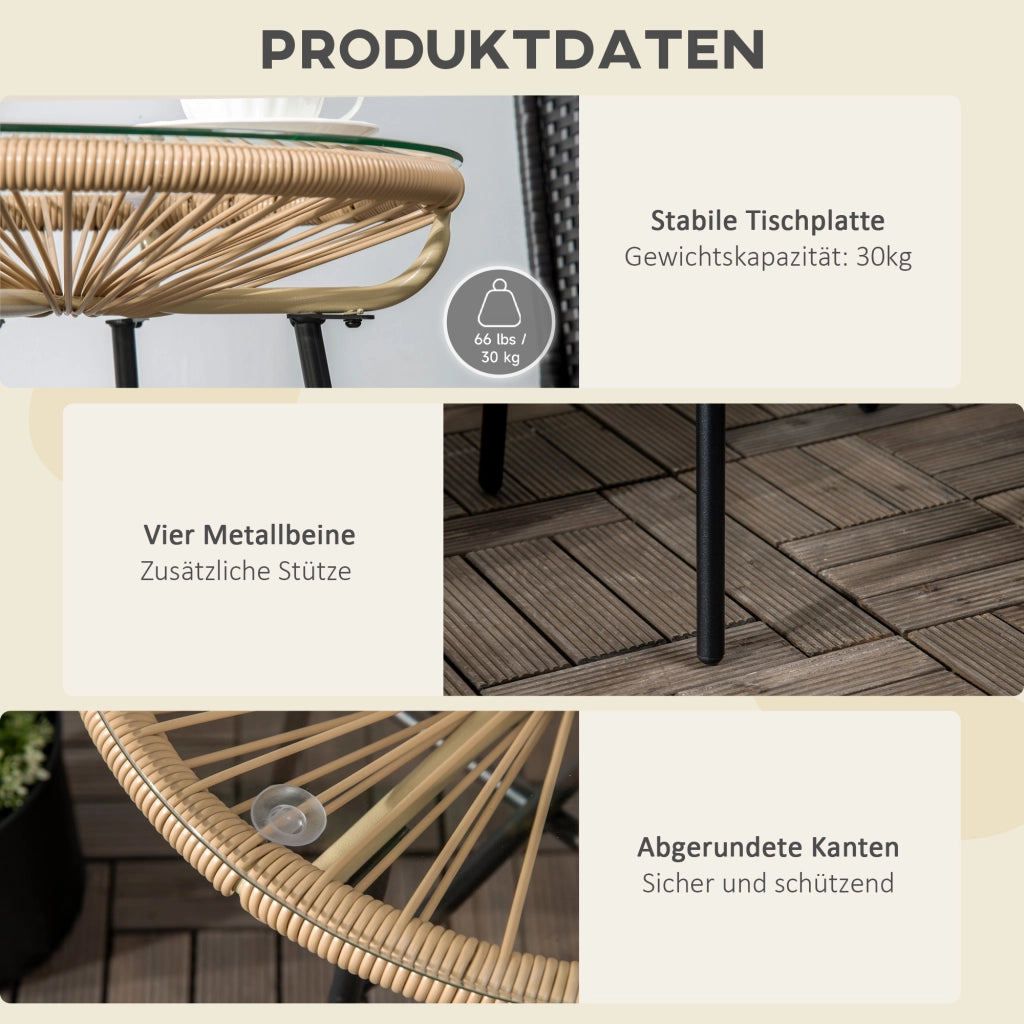 Tavolino Da Giardino Stile Boho 50 X 50 X 50 Cm Rattan Beige Per Terrazza E Balcone