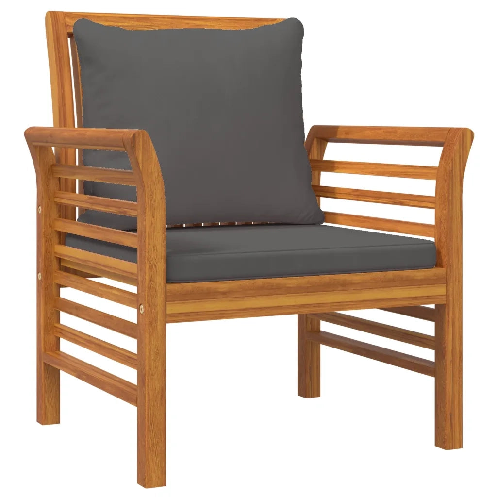 Set Salotto da Giardino 5 pz con Cuscini Legno Massello Acacia