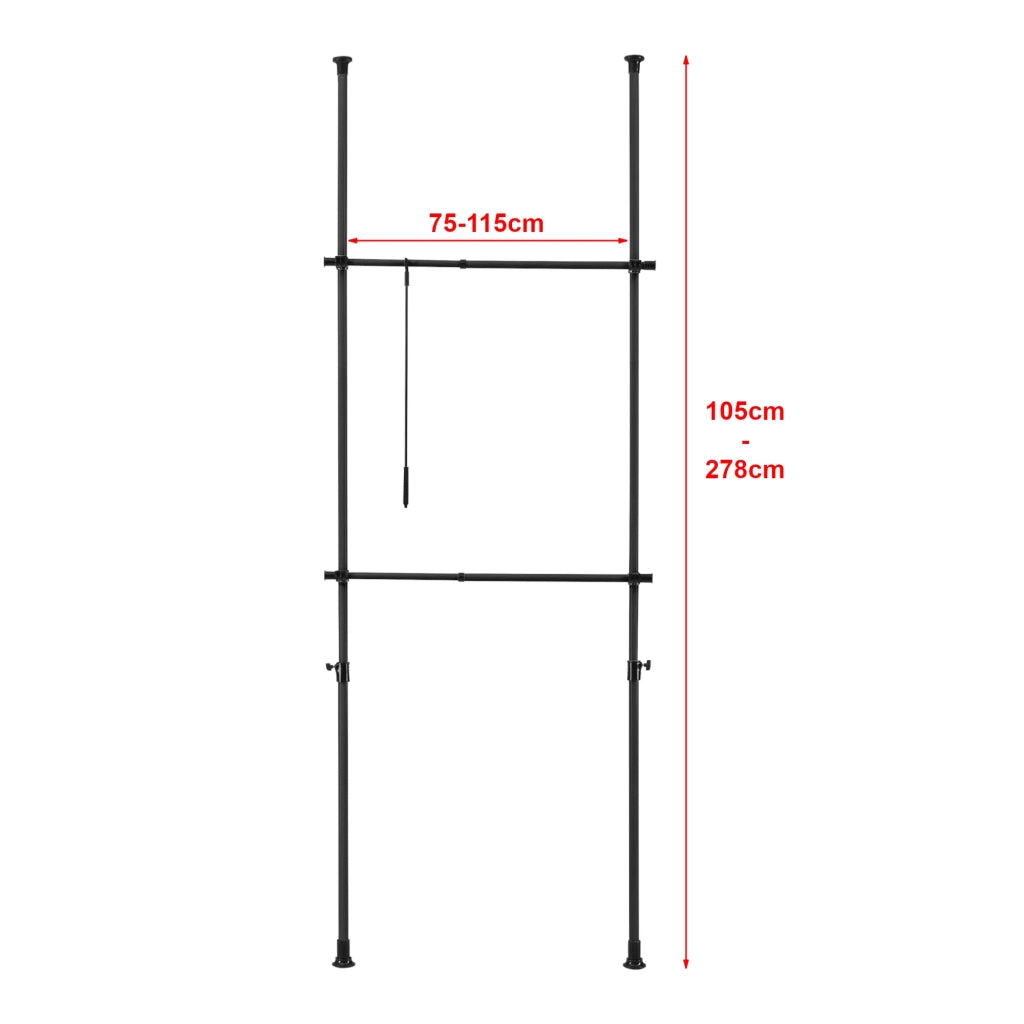 Armadio telescopico con contenitore 75-115 cm acciaio laccato nero 03_0008159