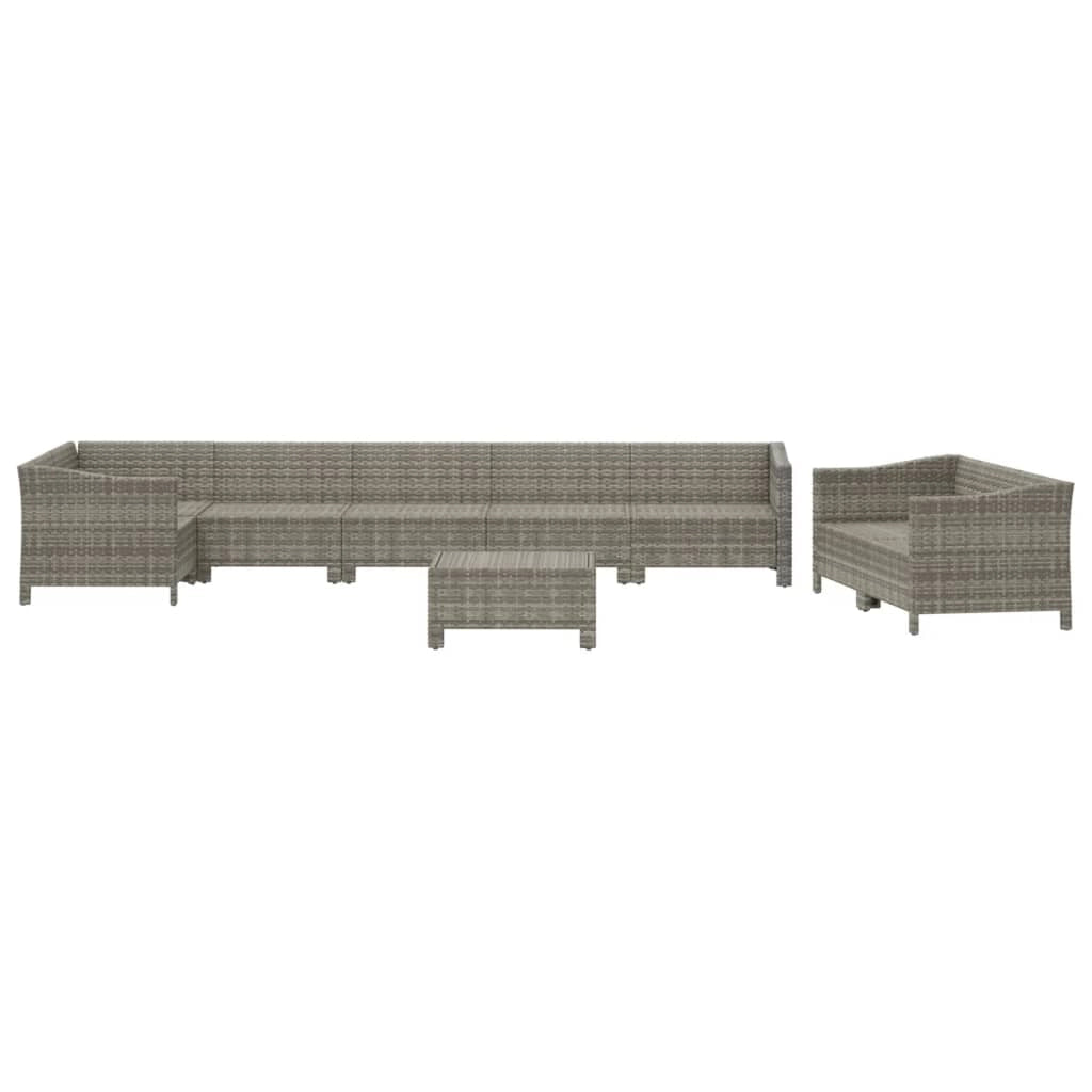 Set di mobili da giardino mobili da esterno set da 9 pezzi con cuscini resina intrecciata grigia 02_0018006