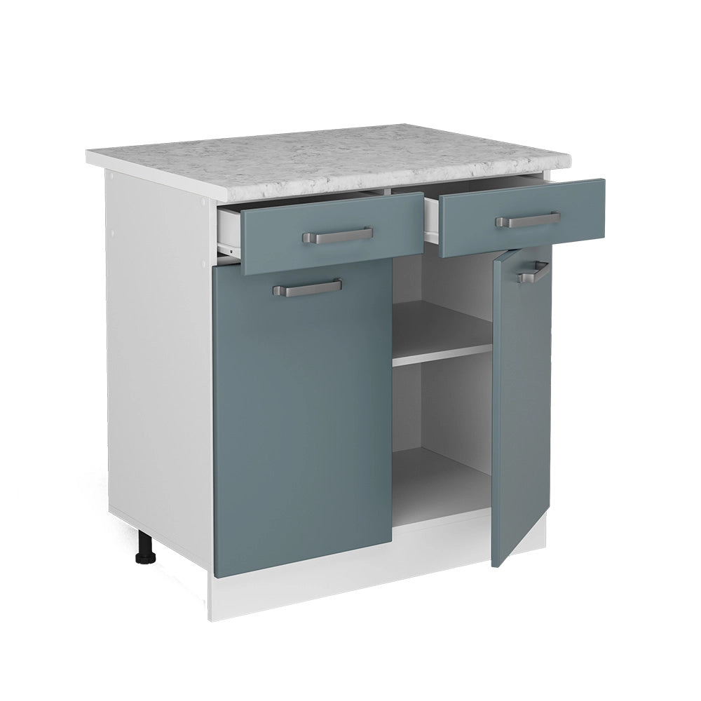 Vicco Base universale Grigio-blu 80 cm con cassetti e ante, con piano di lavoro