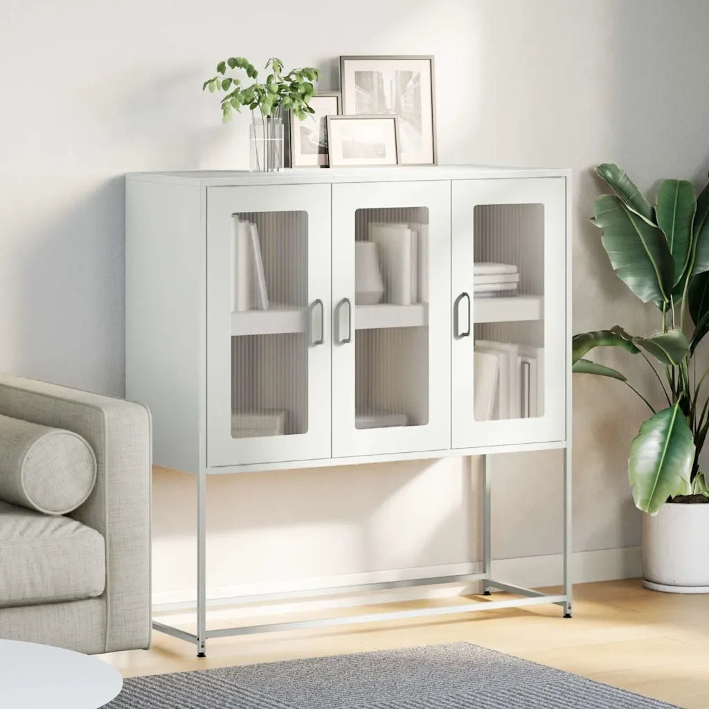 Credenza Bianca 100,5x39x107 cm in Acciaio Laminato a Freddo 853409