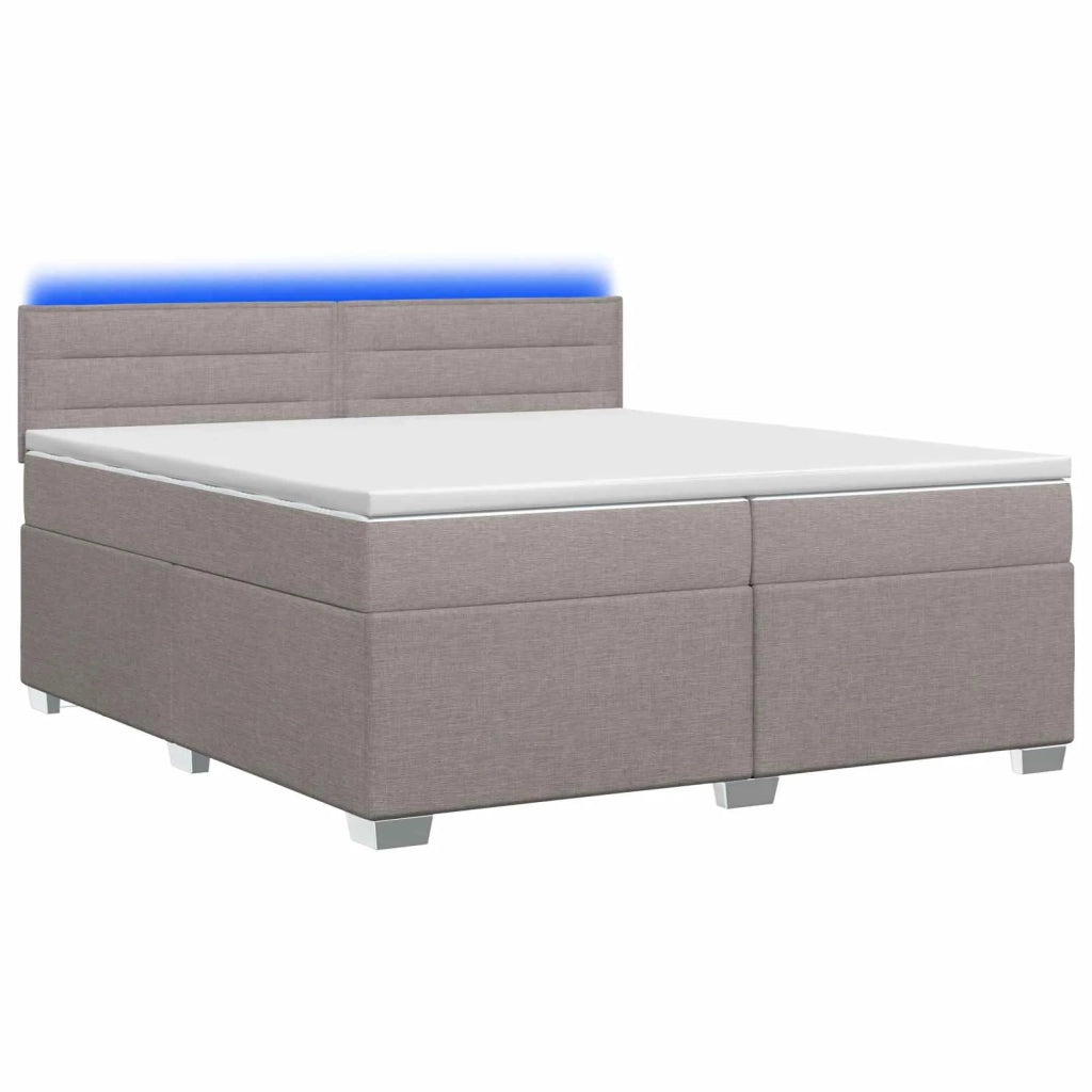 Letto con Box Spring, Materasso e LED Tortora 200 x 200 cm 3452019