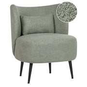Poltrona da salotto con schienale curvo boucle verde stile glam elegante soggiorno