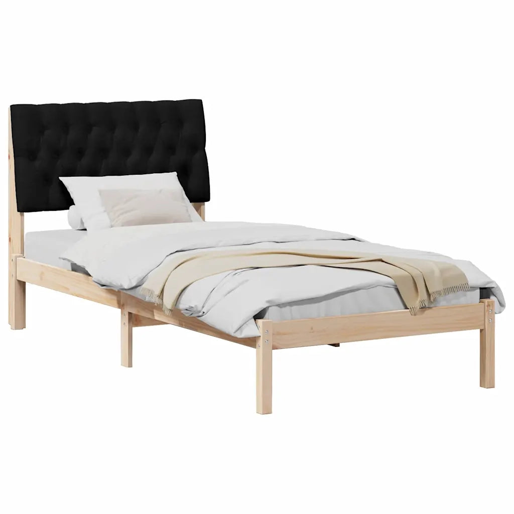 Letto con Testiera Rivestita-Struttura Letto con Testiera Marrone 90 x 190 cm 499954