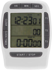 Cucina digitale portatile - Timer da cucina con display LCD a 3 canali - Cronometraggio preciso - Orologio da cucina con grande display digitale