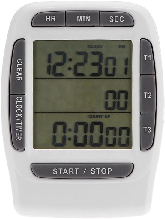 Cucina digitale portatile - Timer da cucina con display LCD a 3 canali - Cronometraggio preciso - Orologio da cucina con grande display digitale