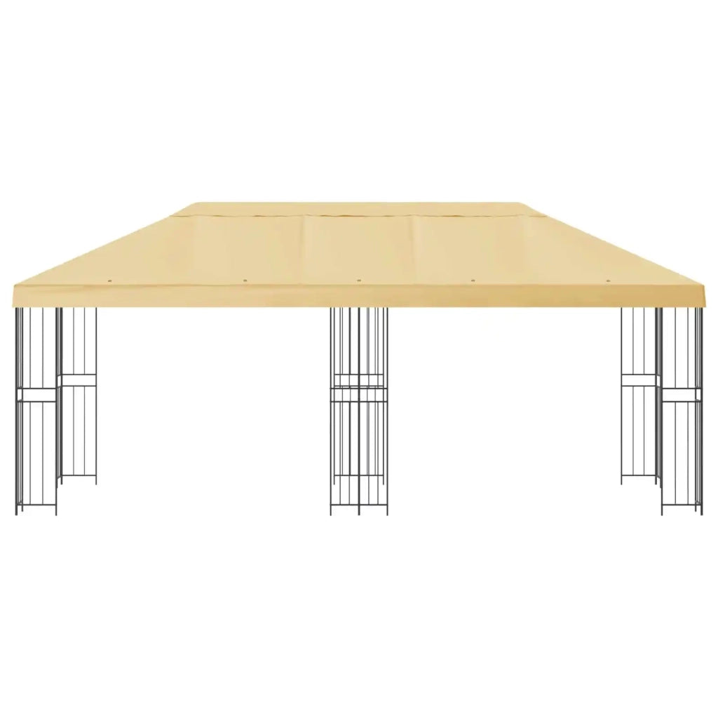 Gazebo con pareti laterali 6 x 3 m Crema Poliestere e Acciaio 3375983