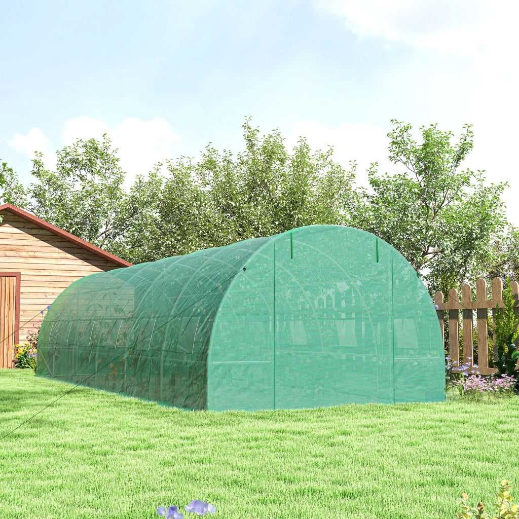 Tunnel Serra Giardino ¨C zephmum ¨C Verde 8x3x2 m Acciaio e PE 140 g/m2 con 12 Finestre e Porta Avvolgibile