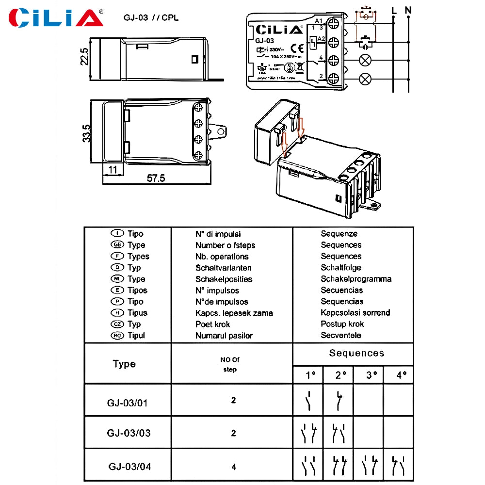 Rel¨¨ Interruttore Impulsi 230V 10A ¨C zephmum ¨C Bianco 1NO