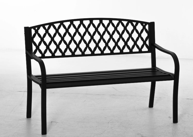 Panchina da Esterno 2 Posti in Acciaio e Ghisa ¨C zephmum ¨C 128x58.5x89cm, Nero