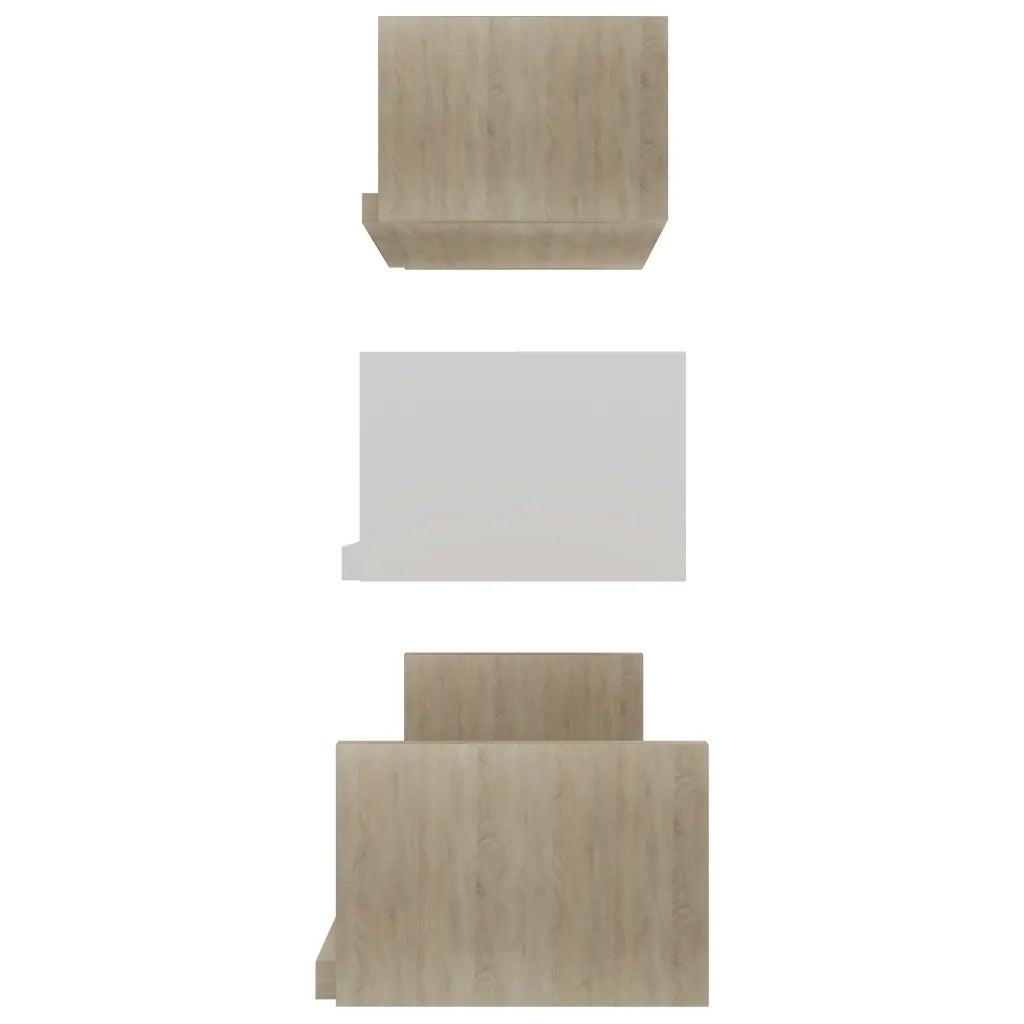 Mensole a Muro 3 pz Bianco e Rovere Sonoma in Legno Multistrato 800203