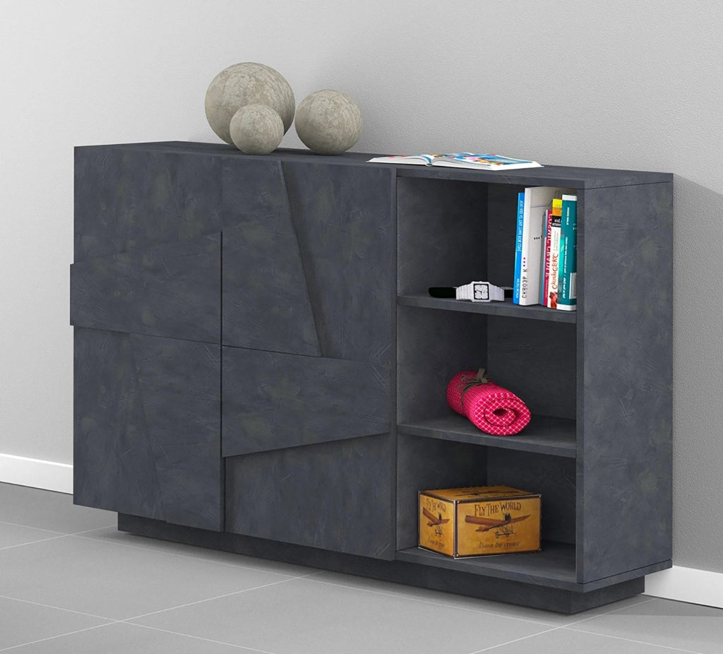 Mobile Multiuso 2 Ante 3 Vani Giorno 121,8x39,2x86 cm Ping Ardesia