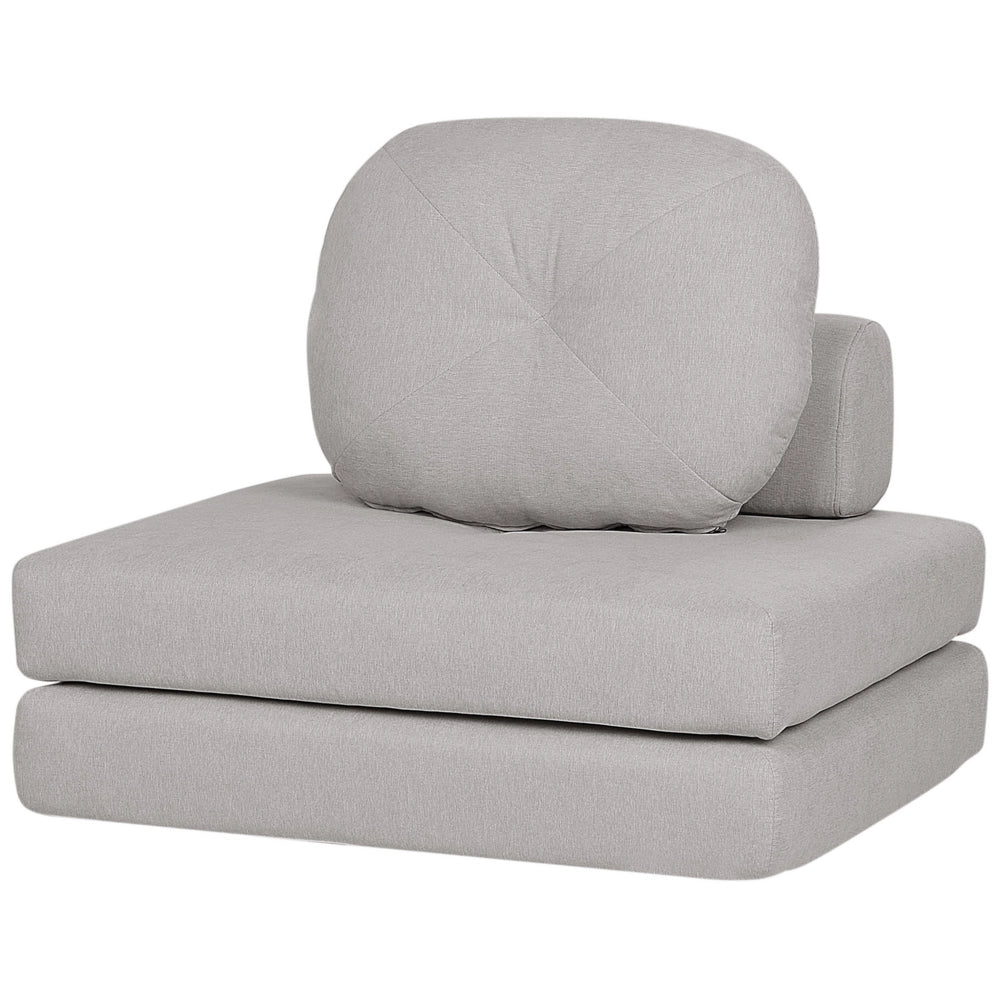 Divano pieghevole e trasformabile in letto in tessuto grigio chiaro stile moderno soggiorno