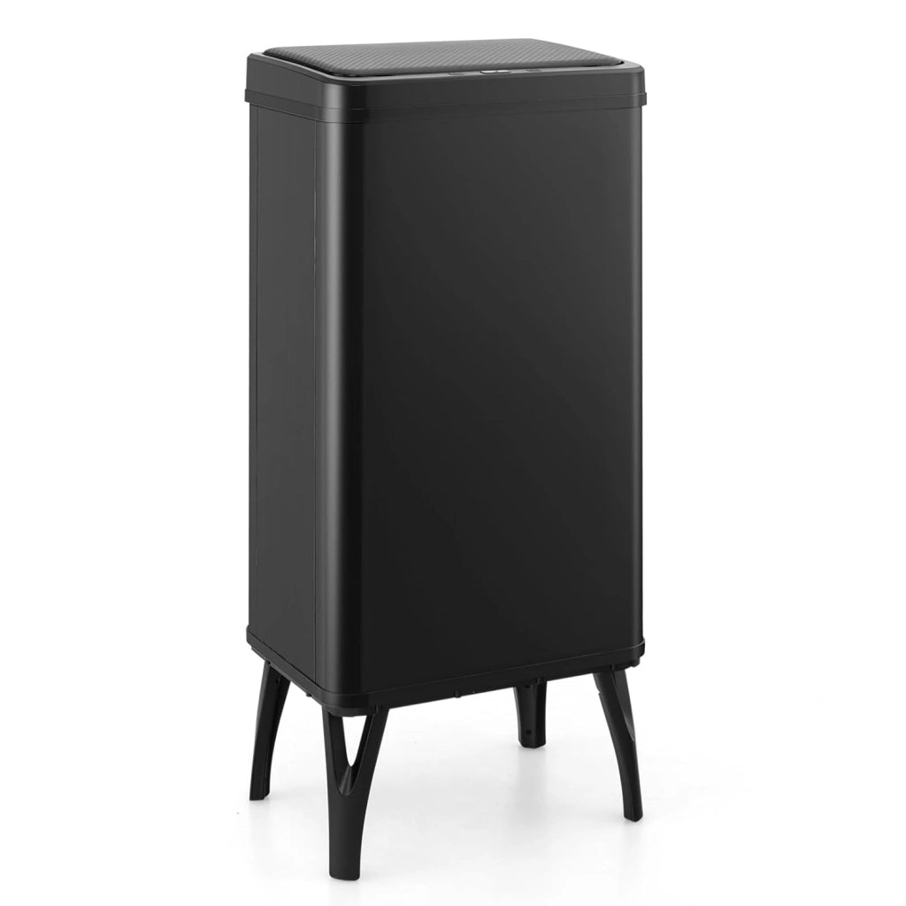 Pattumiera in acciaio inox, pattumiera automatica da 50 l, gambe staccabili, interruttore a induzione intelligente, coperchio silenzioso in ABS, per cucina (nero)