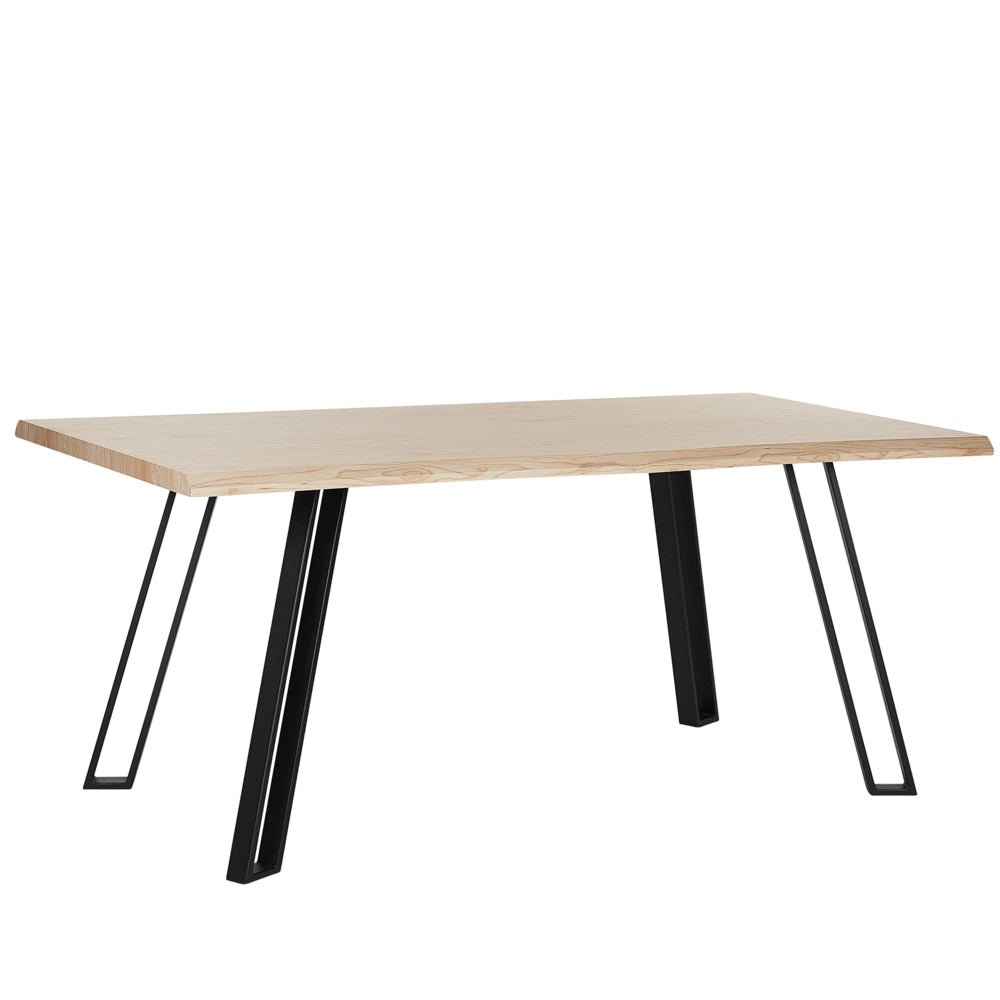 Tavolo da pranzo in legno chiaro 180 x 85 cm con gambe in metallo Nero da cucina