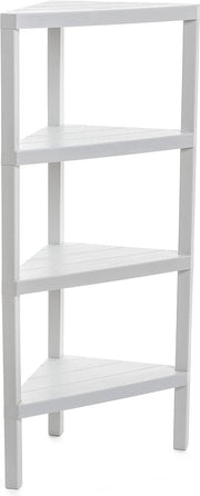 Pannello angolare Lombok, 4 altezze, polipropilene, BPA-free, effetto legno, pompe antiscivolo, massimo 10 kg per pannello, facile da montare. Dimensioni 33x33x100cm, colore bianco.