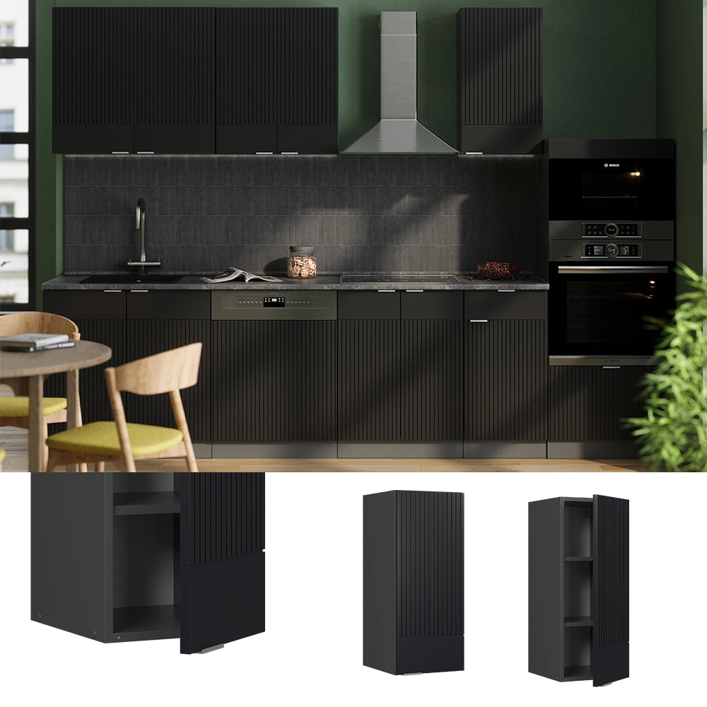 Vicco Pensile da cucina Nero a righe 30 cm