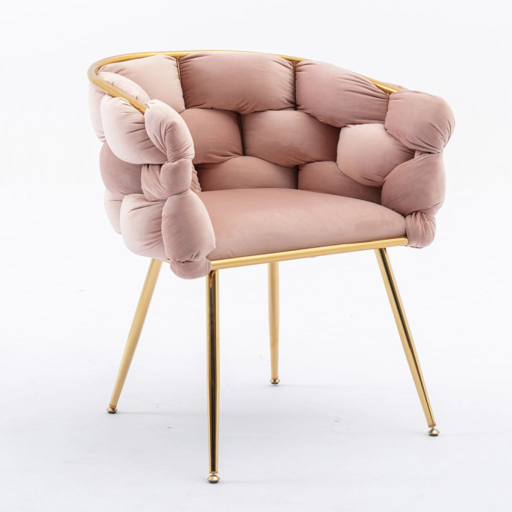 POLTRONA moderna in velluto rosa con struttura in metallo