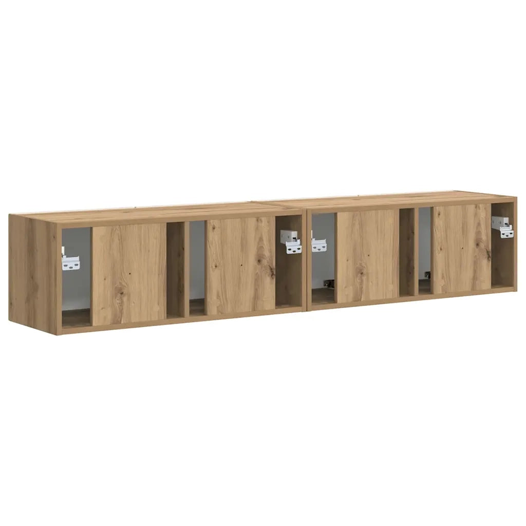 Mobile TV da parete 2 pcs Rovere Artigianale Legno multistrato
