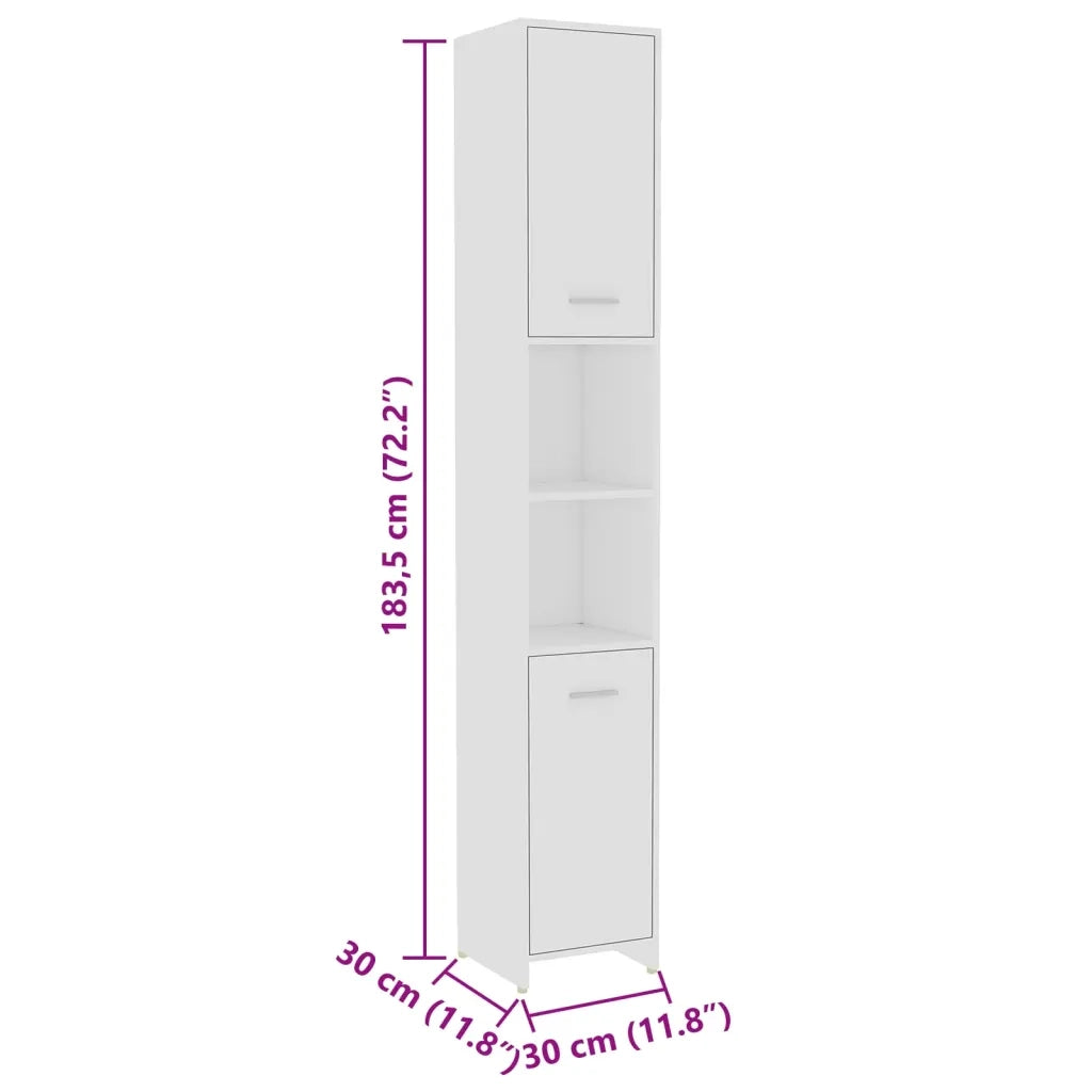 Set Mobili da Bagno | Armadio da bagno 4 pz Bianco in Legno Multistrato