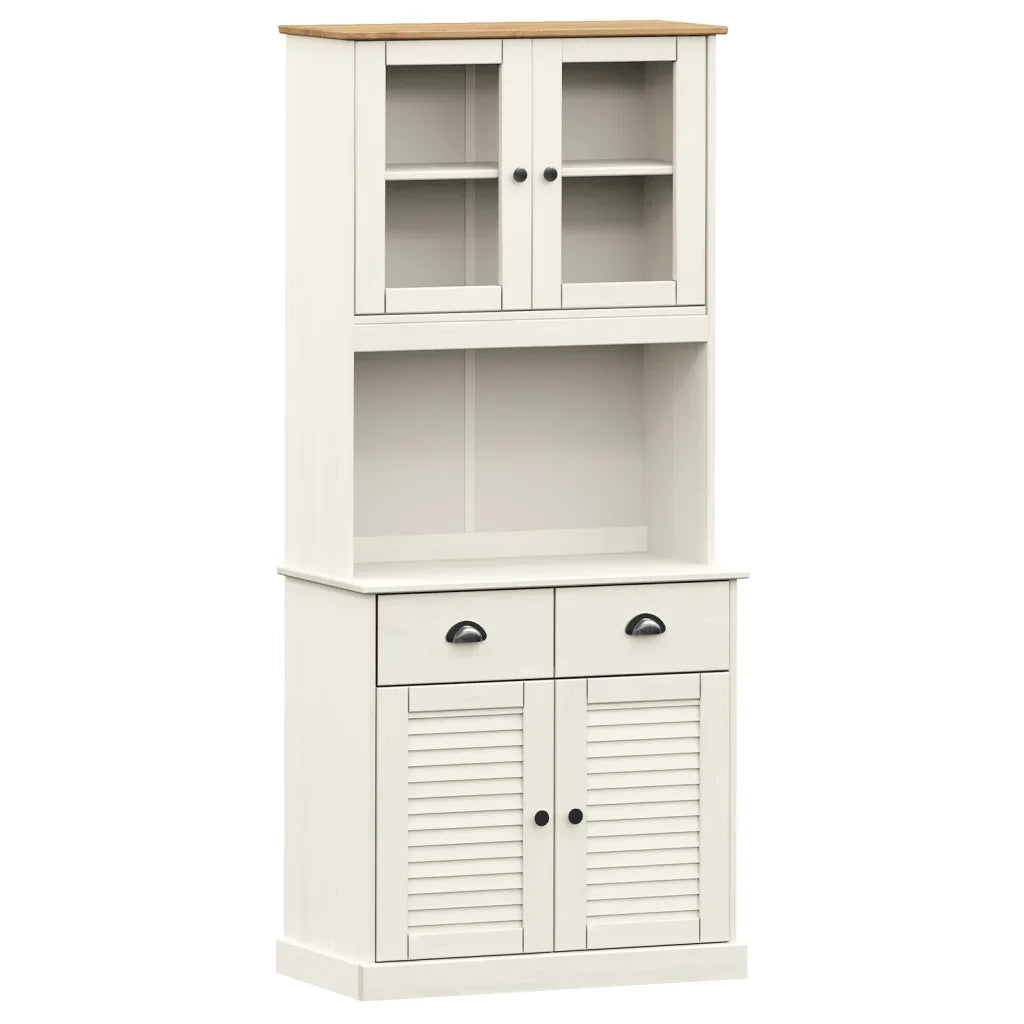 Credenza VIGO Bianca 78x40x175 cm in Legno Massello di Pino 3188302