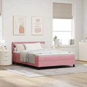 Letto a molle con materasso Rosa 140 x 200 cm Velluto 3339115