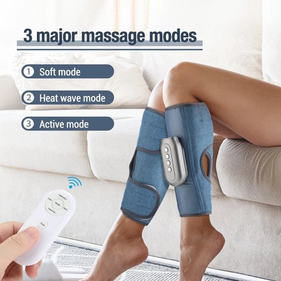 Massaggio Elettrico per Gambe - Vibrazione & Compressione Aria Calda - Comando a Distanza Senza Fili - Alleviazione del Dolore & Relax - Ricaricabile via USB