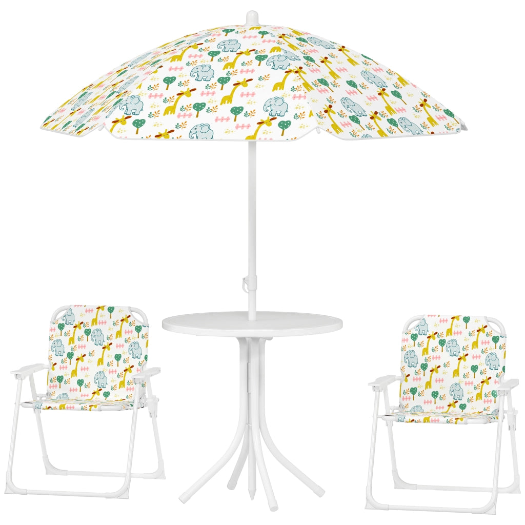 Set giardino bambini 4 pezzi ¨C zephmum ¨C bianco, polipropilene, parasol ? 100 cm