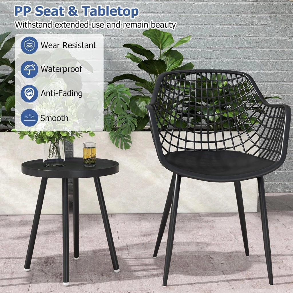 Set di 3 mobili da giardino per balconi e terrazze, 2 poltrone con tavolo, resistente alle intemperie, per piccoli spazi esterni