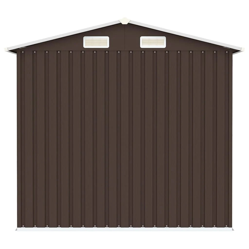 Casetta da giardino cabina ripostiglio casetta da esterno robusta casetta per attrezzi 205 x 129 x 183 cm acciaio zincato marrone 02_0022280