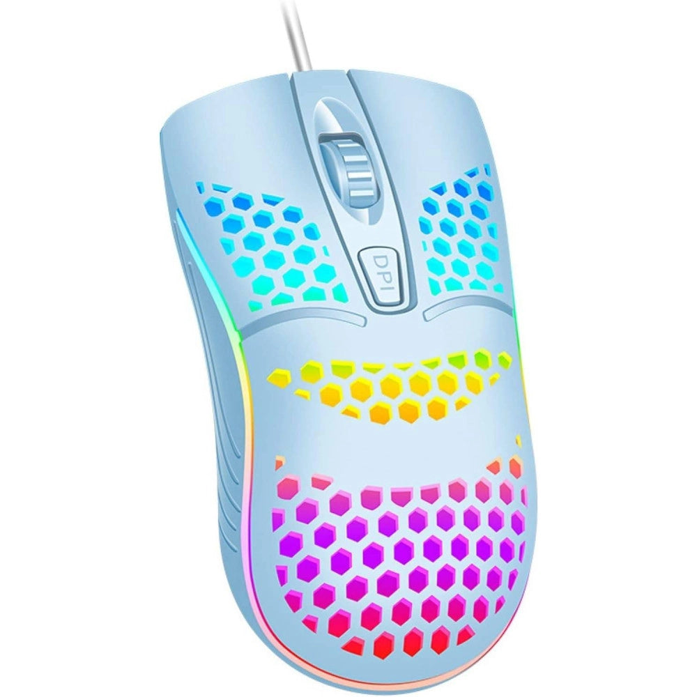 Trade Shop - Mouse Gaming Con Filo Leggero Luci A Led Multicolor Effetto Traforato Per Pc -
