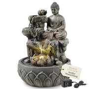 Fontana per Interno con Illuminazione Bianca - Materiale Poliester/Kunststof - Silenziosa e Resistente all'Ossidazione - 12 V - Decorazione Elegante - Ideale per Ambiente di Benessere - Fontana con Effetto Acqua
