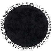 Tappeto rotondo in cotone nero ⌀ 140 cm con frange boho soggiorno camera da letto