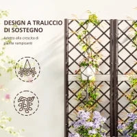 Fioriera Rialzata con Traliccio per Rampicanti e 8 Fori di Drenaggio in PP, 80x40x135 cm, Marrone