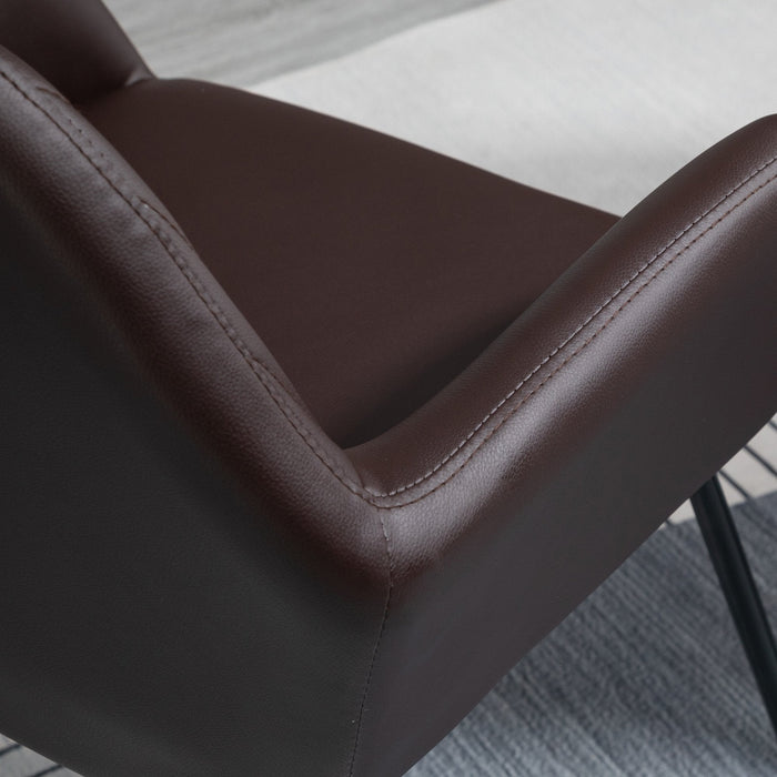 Set 2 Sedie Imbottite 60x56,5x85 cm in Similpelle Marrone