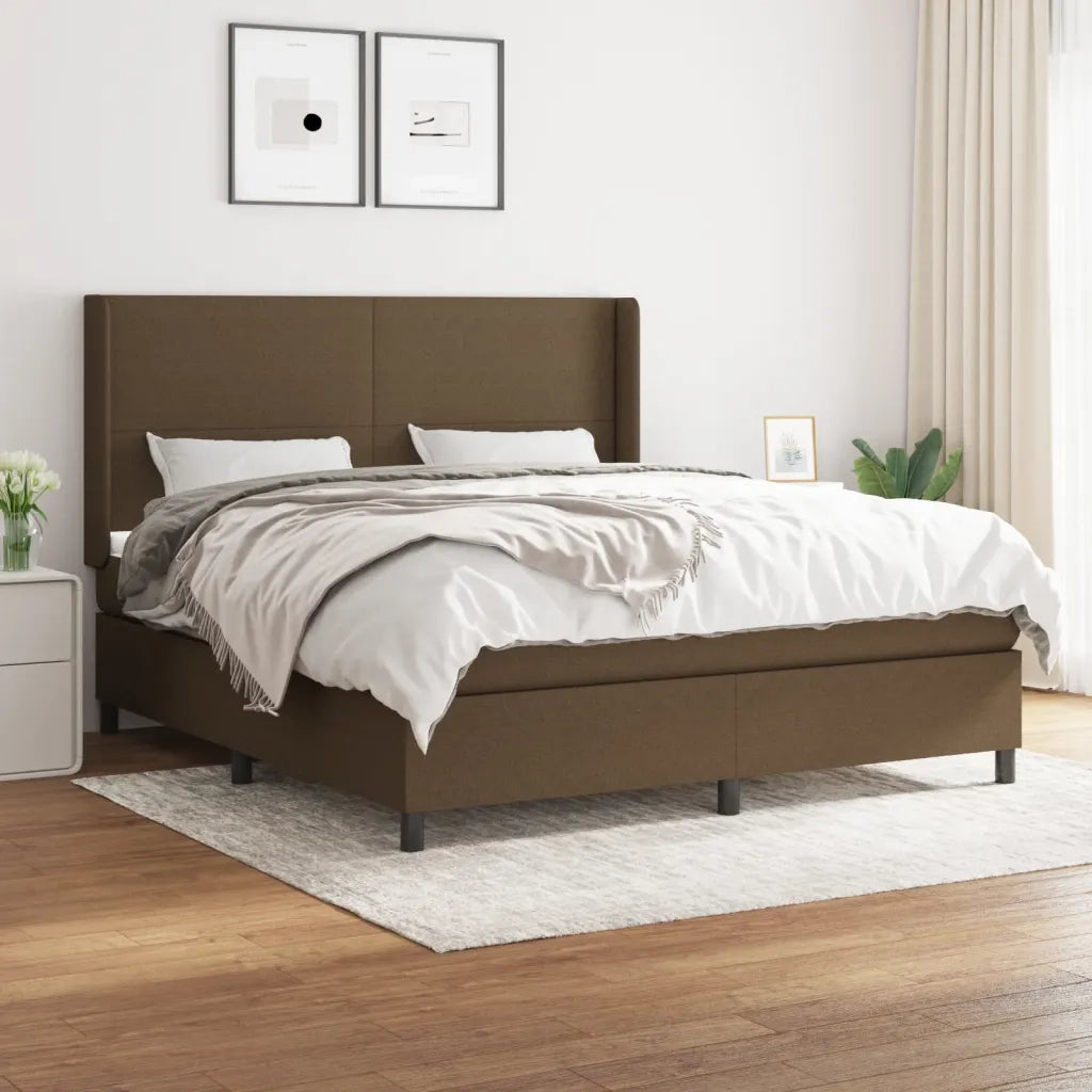 Giroletto a Molle con Materasso Marrone Scuro 180x200cm Tessuto 3131292
