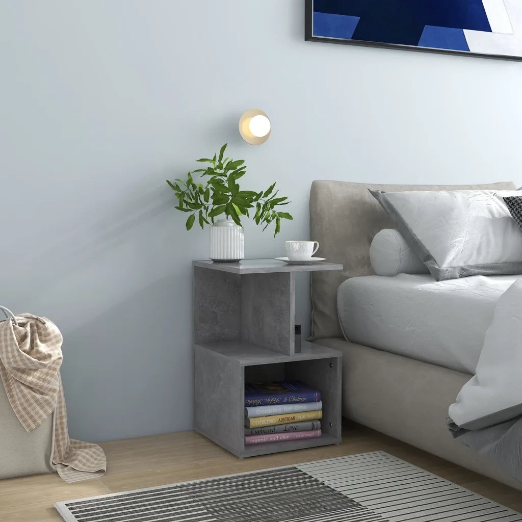 Comodini 2pz Grigio Cemento 35x35x55 cm in Legno Multistrato 806355