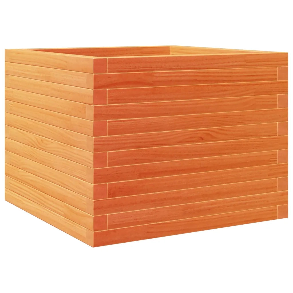 Fioriera | Cassetta per fiori | Vaso Giardino Marrone Cera 60x60x46 cm Legno Massello Pino