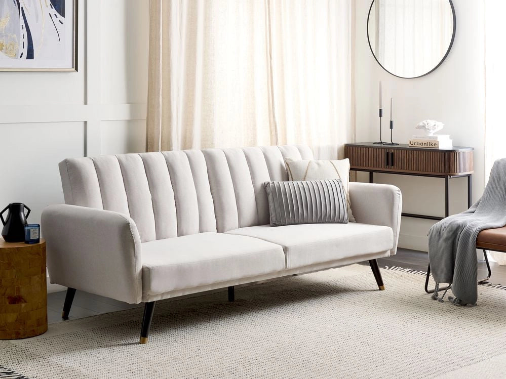 Divano letto 3 posti in tessuto beige Tappezzeria Elegante Glam Moderno Soggiorno Camera Da Letto