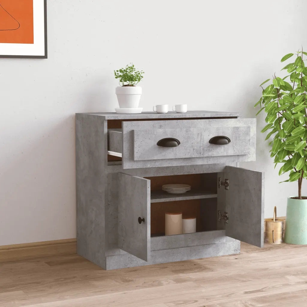 Credenza-Buffet-Armadio da cucina Grigio Cemento 70x35,5x67,5 cm in Legno Multistrato 485993