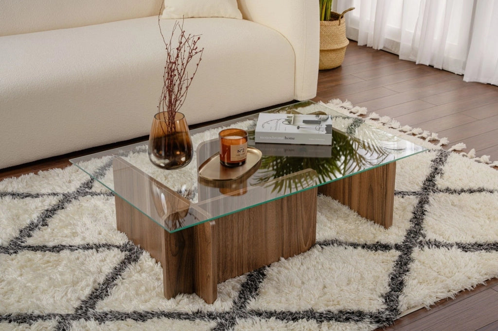 Tavolino in legno "Flavio" - 105 x 65 x 30 cm - Noce