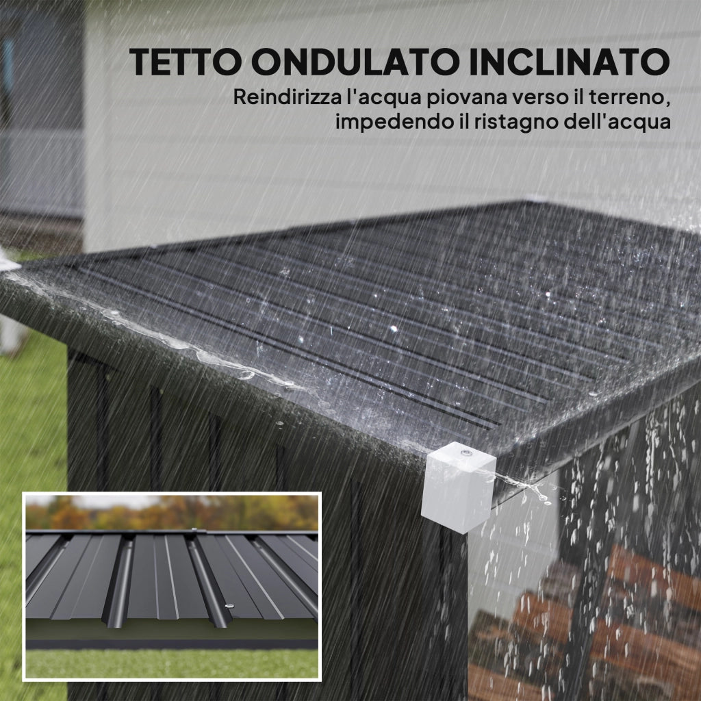Capanno da Esterno in Acciaio ¨C Zephmum ¨C Grigio Scuro 150x66.5x150 cm