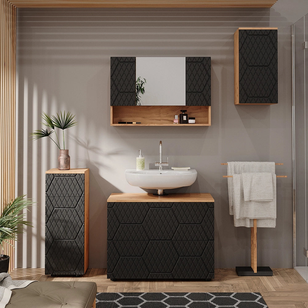 Vicco Mobile da bagno Antracite con struttura a nido d'ape 30 x 59 cm 2 scomparti, bagno