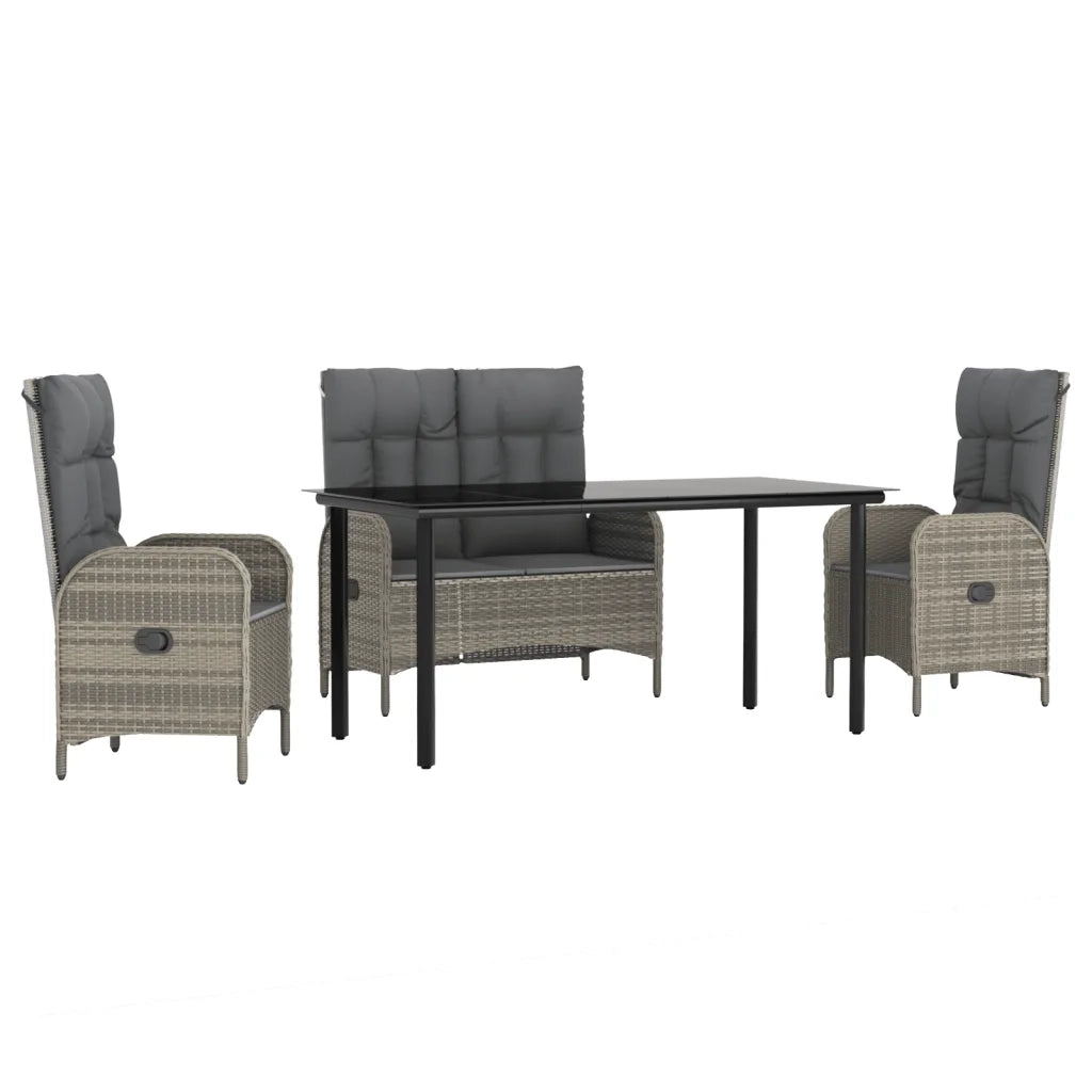 Set da Pranzo da Giardino 4 pz con Cuscini in Polyrattan Grigio 3203507